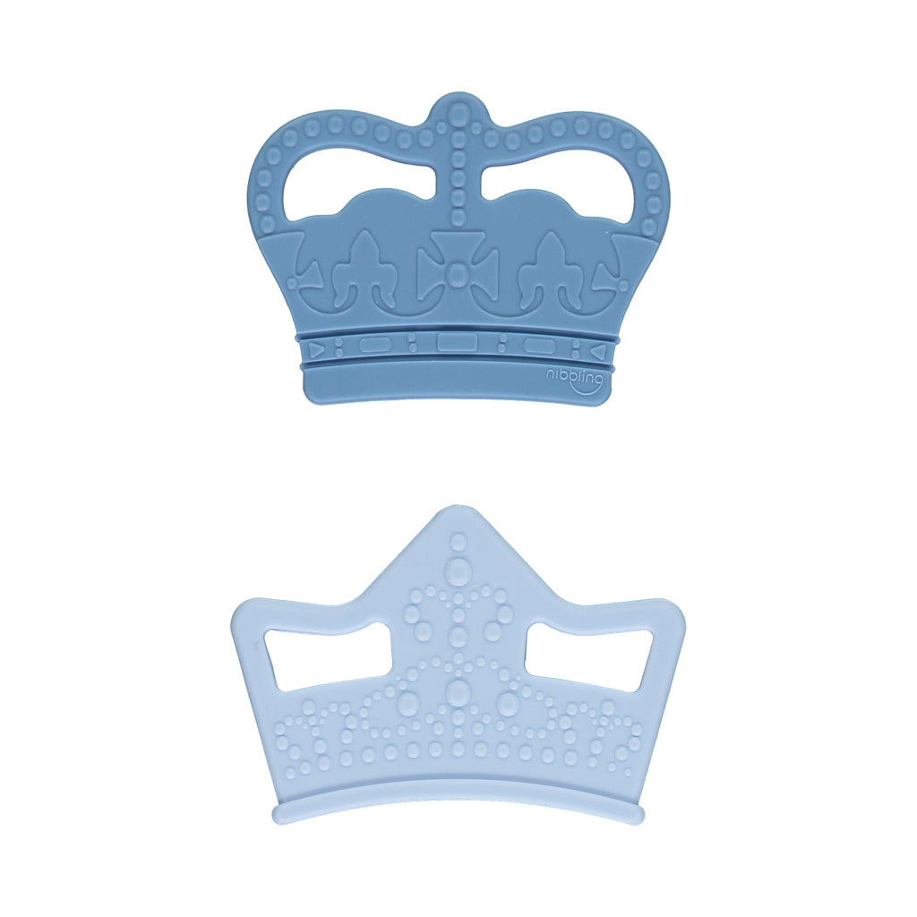 Royal Teething Twin Pack- Blue Tiara/Denim Crown