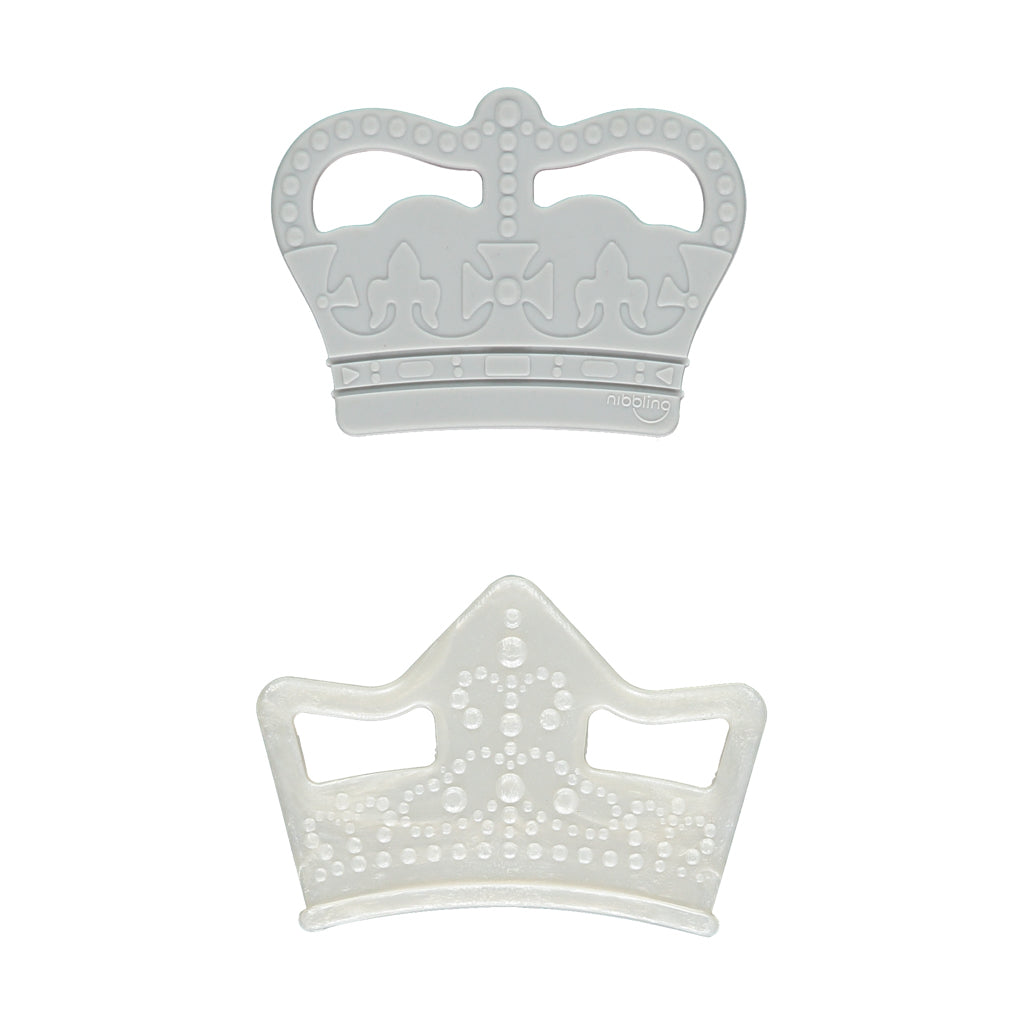 Royal Teething Twin Pack- Pearl Tiara/Grey Crown