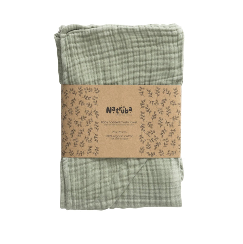 Natruba Organic Hooded Bath Towel: Green
