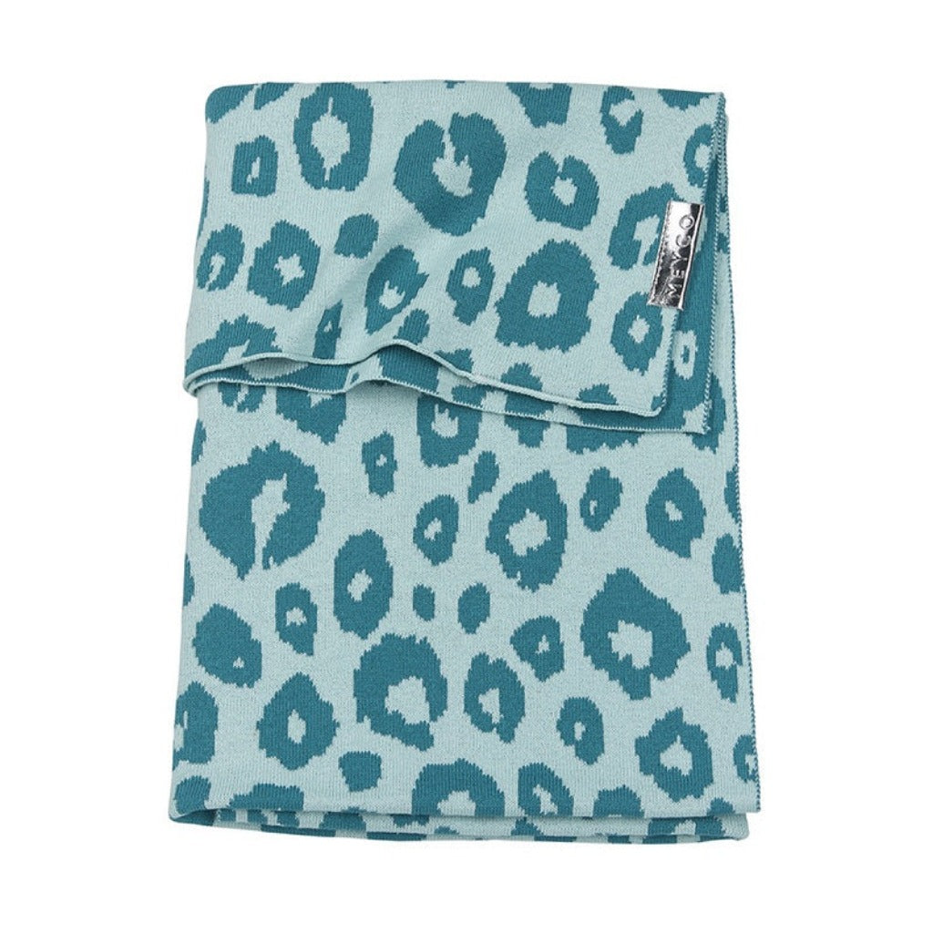 Meyco Blanket: Leopard Print - Petrol Blue