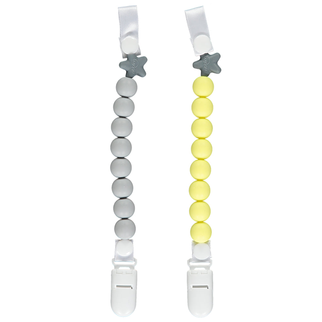 Pluto Twin Pack Dummy Clip Set - Yellow and Cloud Grey
