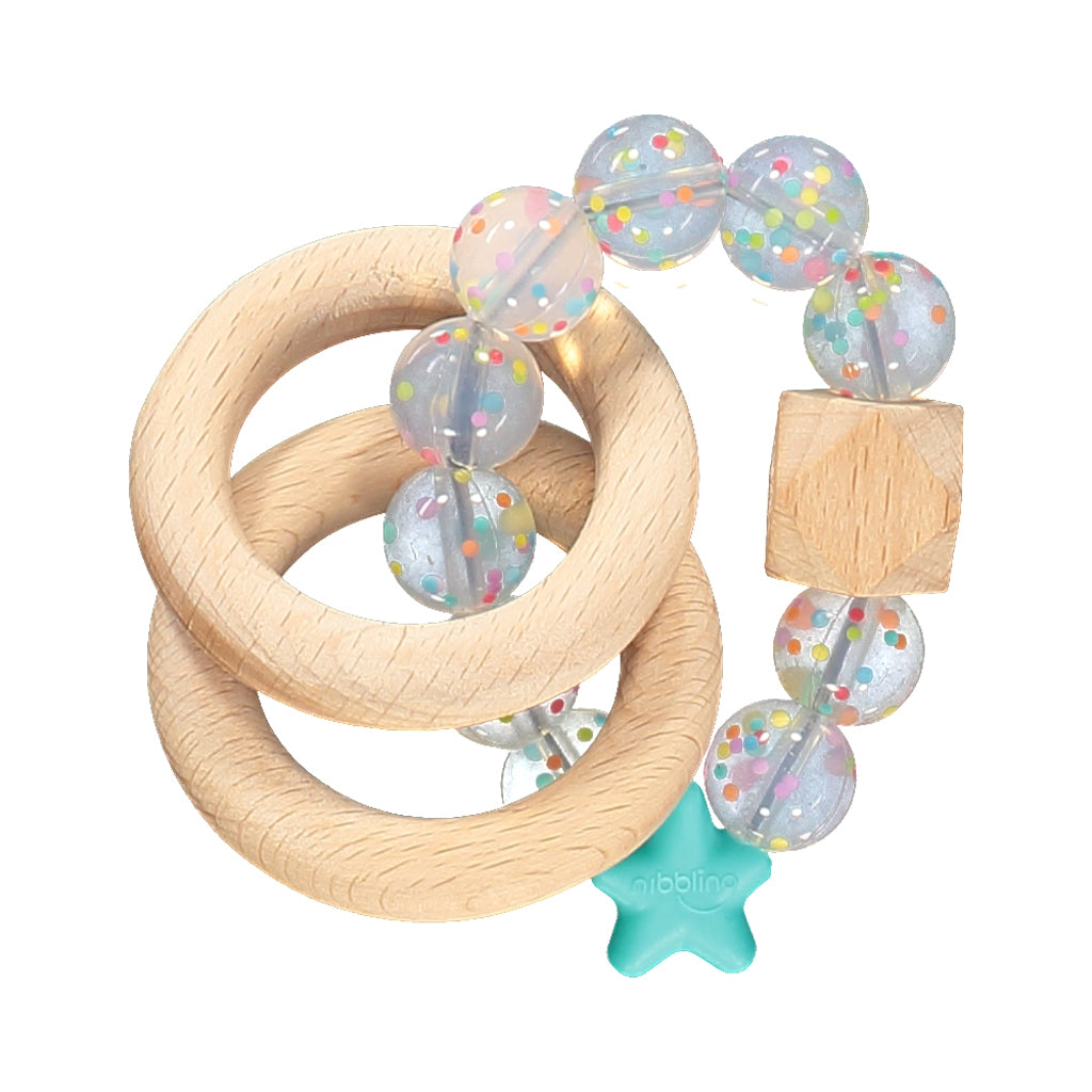 Stellar Natural Wood Teething Toy - Candy Turquoise