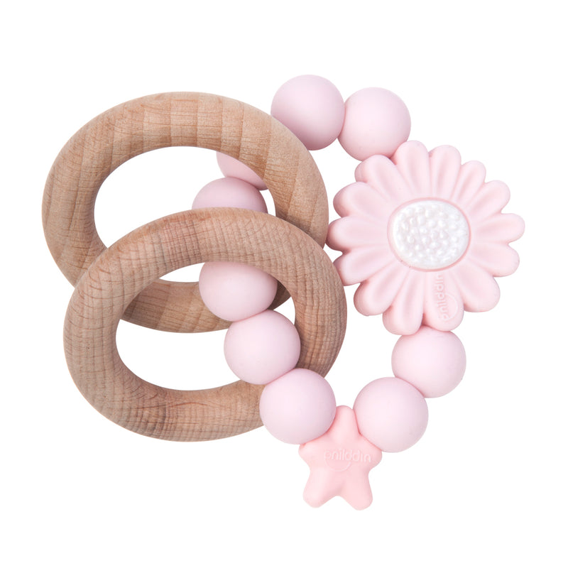 Petal Natural Wood Teething Toy - Pink
