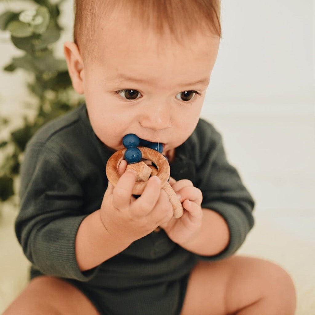 Stellar Natural Wood Teething Toy - Blueberry