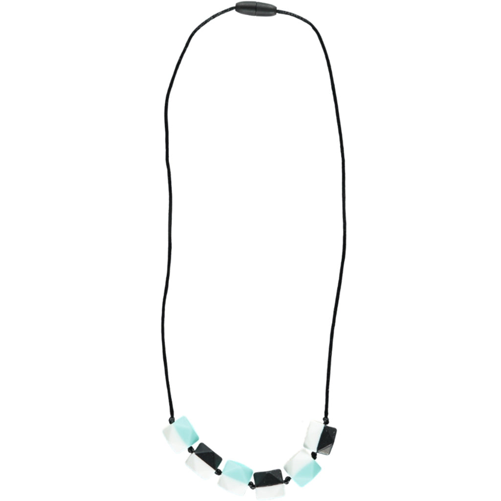 Half Moon Teething Necklace - Black & Turquoise