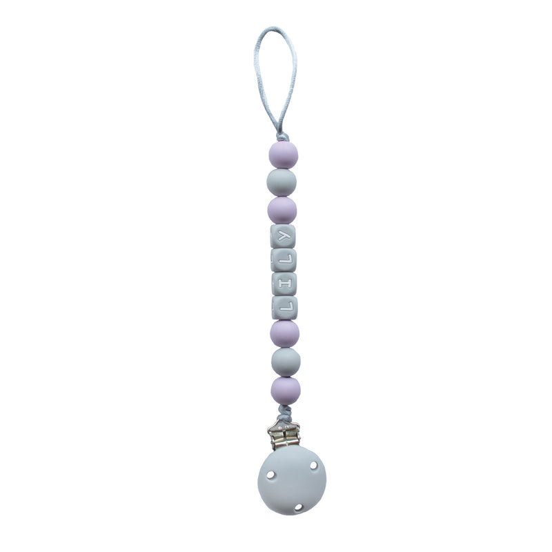Personalised Dummy Clip - Lilac & Cloud Grey