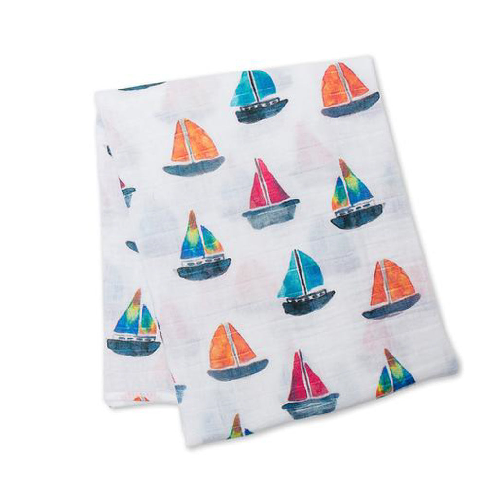 Lulujo Mini Muslin Cloths - Sailboats