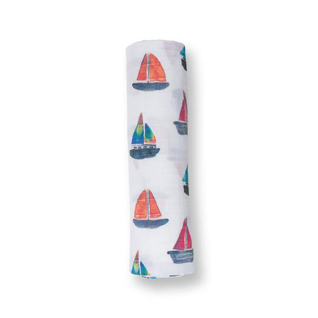 Lulujo Mini Muslin Cloths - Sailboats