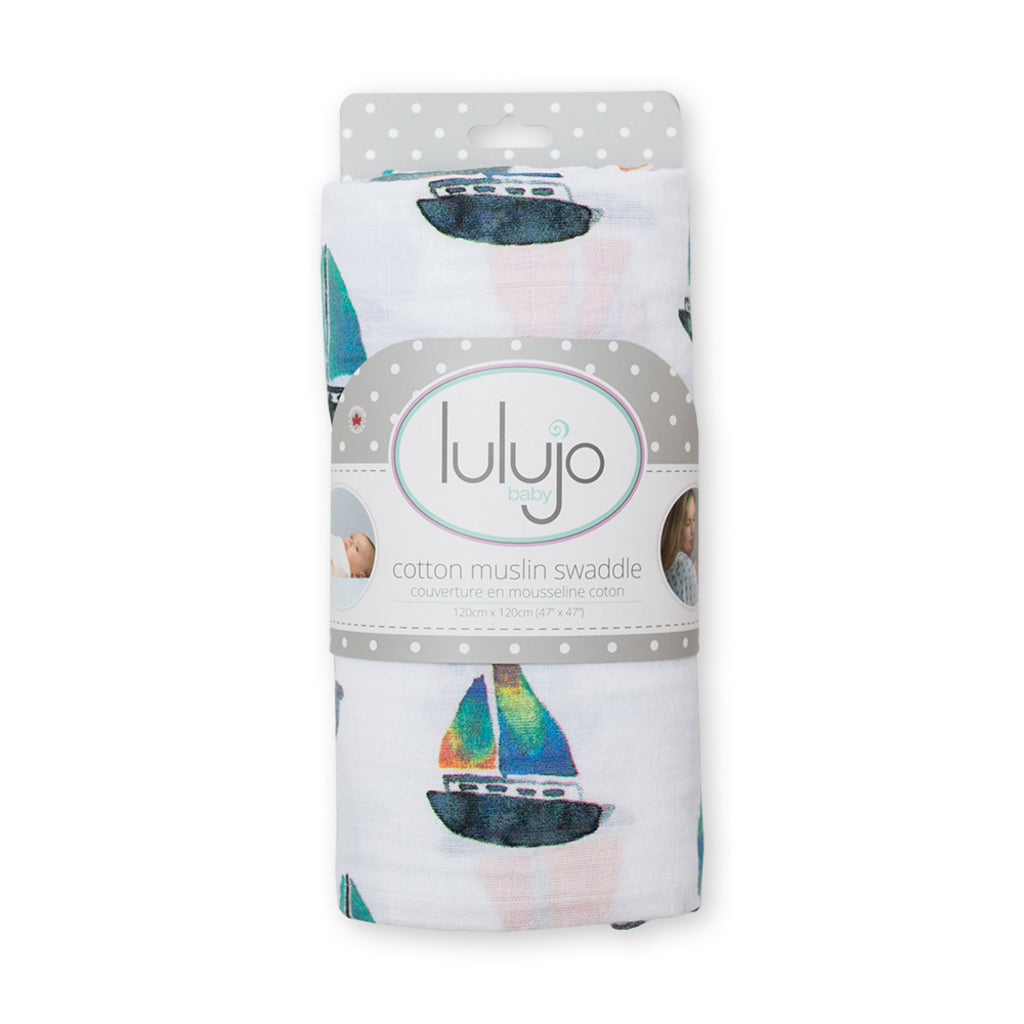 Lulujo Mini Muslin Cloths - Sailboats