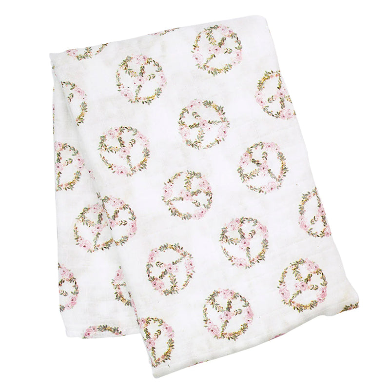 Lulujo Swaddle - Floral Peace Sign