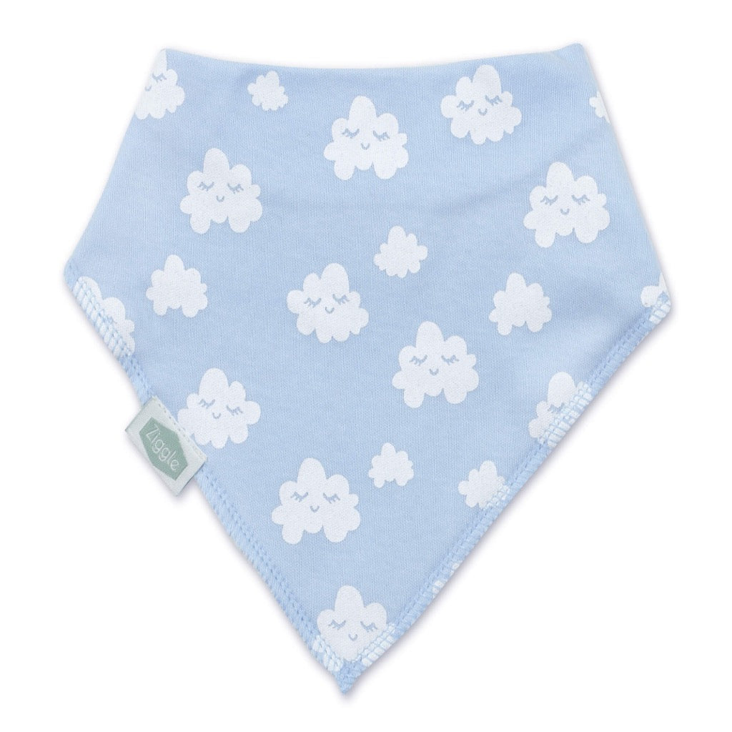 Ziggle Bandana Bib - Blue Winking Clouds