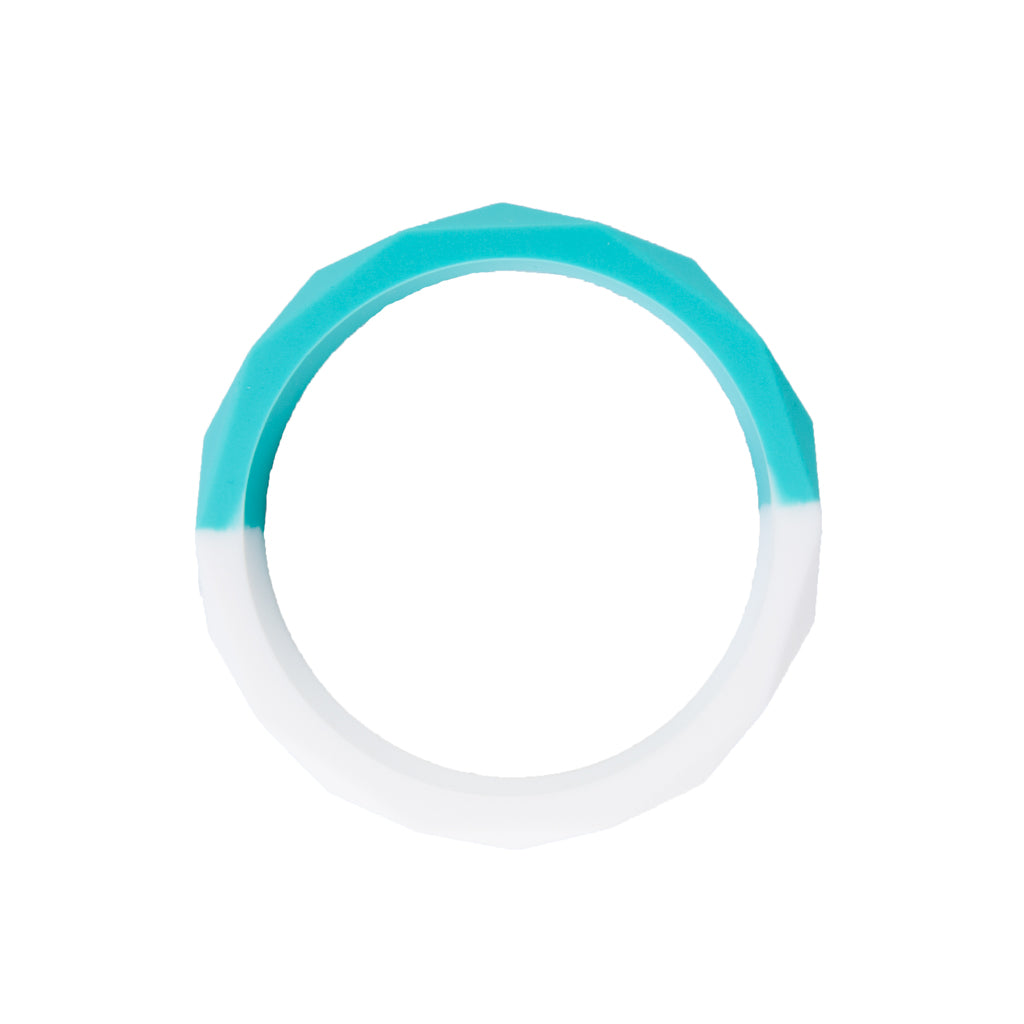 Half Moon Teething Bangle - Turquoise/White