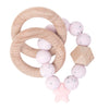 Stellar Natural Wood Teething Toy - Speckled Pink