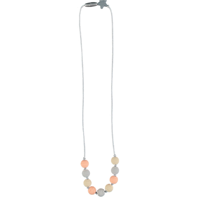 Henley Teething Necklace - Coral & Grey
