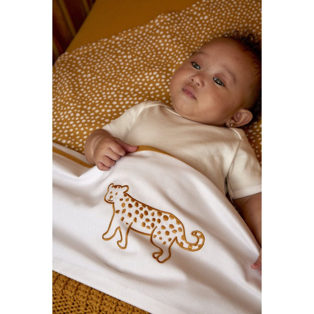 Meyco Cot Bed Flat Sheet - Cheetah - Honey Gold - 75x100cm