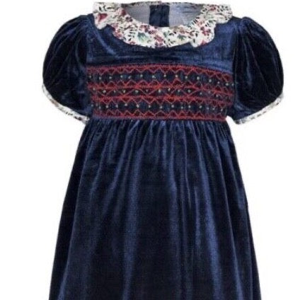 Limited Edition Girls Velvet "Ninon" smocked dress