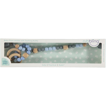 Adjustable Pram Mobile - Sky Blue & Grey