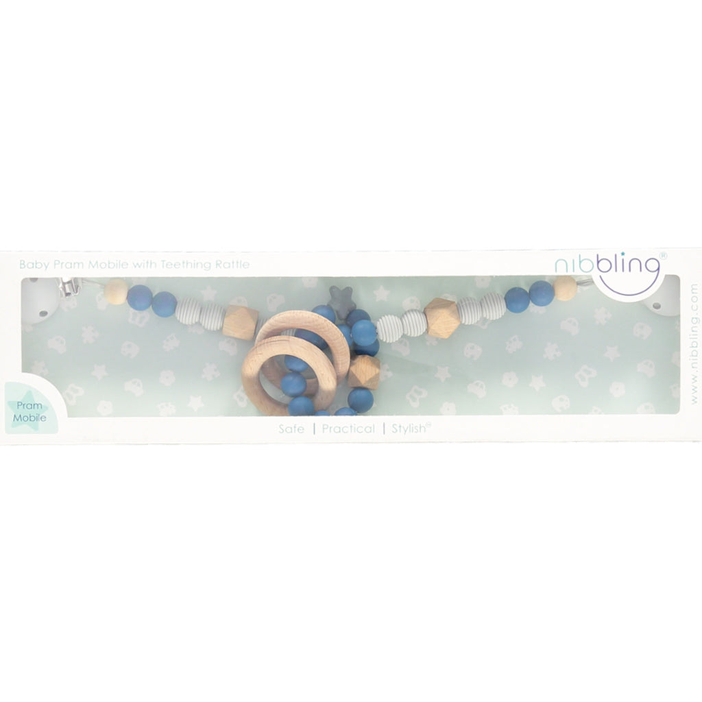 Adjustable Pram Mobile - Blueberry & Cloud