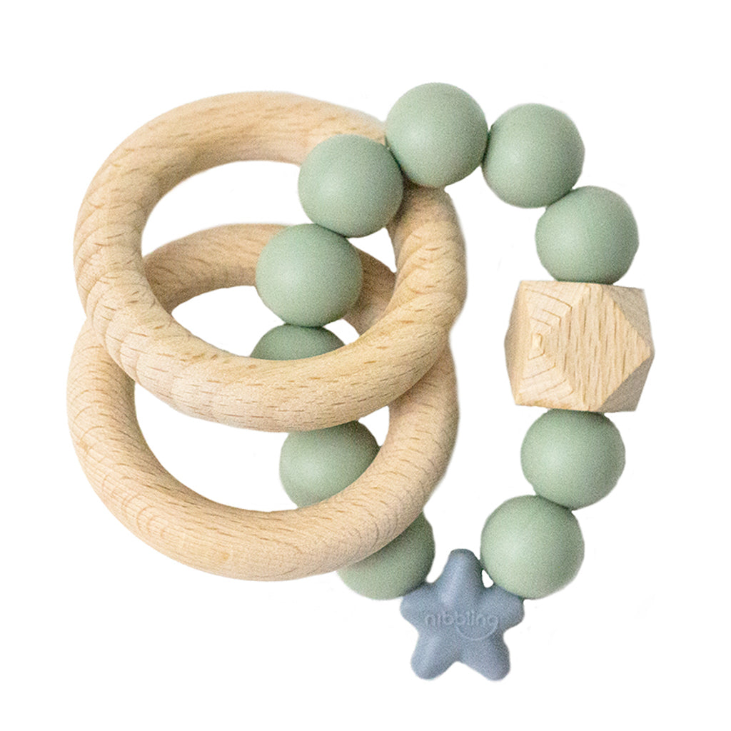 Stellar Natural Wood Teething Toy Sage Nibbling